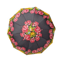 Parasolka damska automat Eso Fecske czarna w kwiaty