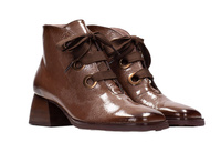 Brązowe skórzane damskie botki sznurowane Hispanitas HI254326 r37