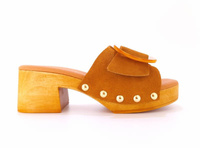 Klapki damskie drewniaki na masywnym obcasie Marila Filadelfia brąz  r40