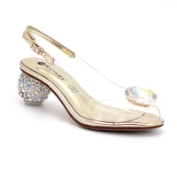 Sandały damskie na ozdobnym obcasie silikonowe złote Scaviola S-349 r38