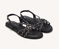 Czarne sandały z rafii na płaskiej podeszwie Gioseppo 75092 r39