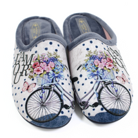 Kapcie damskie rower z kwiatami Sanital Flex szare Z27667X r.41