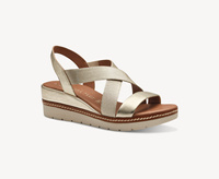 Złote sandały damskie na koturnie Marco Tozzi 2-28721 r36