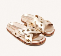 Damskie klapki z paskami na krzyż złote Gioseppo Hiles 75095 r36