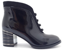 Lakierowane Botki Na Obcasie Skórzane Loretta Vitale M226 Czarny r38