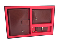 Zestaw prezentowy męski portfel etui i brelok skóra brąz Peterson 5365