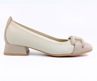 Czółenka Damskie ze Skóry Licowej z Ozdobą Hispanitas HV243347 Beż r38