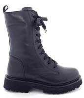 Skórzane Wysokie Wiązane Trzewiki Piazza 960226-01 Czarny r38