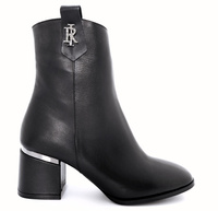 Eleganckie Botki Skórzane Boccato na Słupku Czarne 37