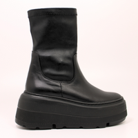 Skórzane botki damskie na grubej platformie Kaduri 119 czarne r39