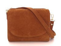 Torebka damska ze skóry zamszowej listonoszka jasny brąz