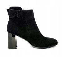 Czarne eleganckie damskie botki na obcasie Loretta Vitale XR602-DK059 r38