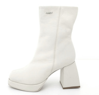 Skórzane Botki na Słupku Bottero Białe 38