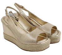 Sandały Damskie Na Koturnie z Plecionką Bottero 357622 Złote r36