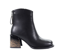 Czarne botki damskie na zdobionym obcasie skórzane Goe SS2N4214 r39