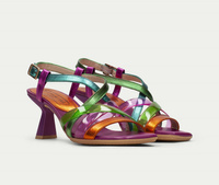 Sandały na obcasie wielokolorowe skóra winyl roz.40 CHV243292