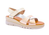 Sandały damskie z przeplatanymi paskami Marila Panoma złoto- srebrne r40