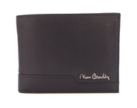 Skórzany portfel męski z metalowym logo czarny Pierre Cardin 8806