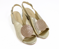 Złote skórzane sandały na obcasie Gamis 7162 r37