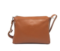 Torebka damska skórzana listonoszka dwukomorowa Vera Pelle rudy