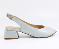 Srebrne sandały na obcasie klocku Aga 01236/1863 r38