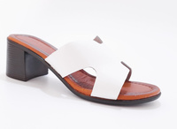 Damskie skórzane klapki na słupku białe Cambell 64300WH r.37