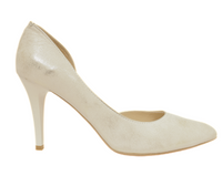 Szpilki damskie skórzane z wycięciem Emis SK6687 platyna roz. 37,5