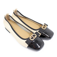 Skórzane baleriny Loretta Vitale beżowo czarne  roz. 38 E40304B