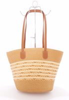 Stylowy pleciony koszyk damski  beżowo-brązowy  Firlow B02#
