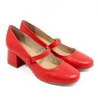 Skórzane czółenka na obcasie Mary Jane Bottero czerwone 353801 roz.39