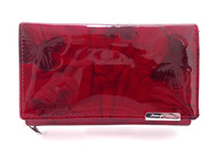 Czerwony lakierowany portfel damski z klapką Jennifer Jones 5261-14