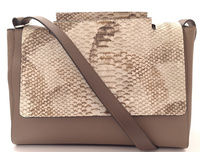 Torebka Damska Kuferek Ozdobna Klapa Skóra Brąz