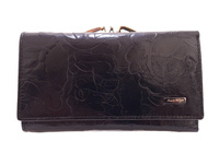 Czarny skórzany damski portfel na bigiel Angela Moretti 55020-07707