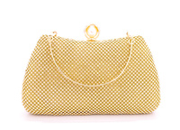 Złota kopertówka torebka damska na łańcuszku z cyrkoniami  1048-2#